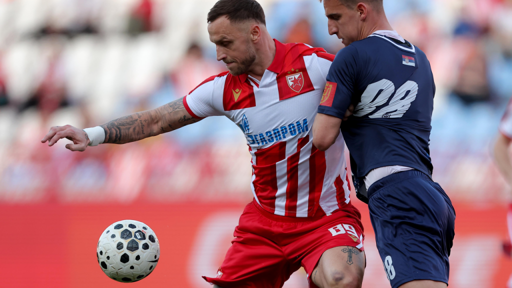 Igrači Crvene zvezde tokom utakmice srpskog prvenstva