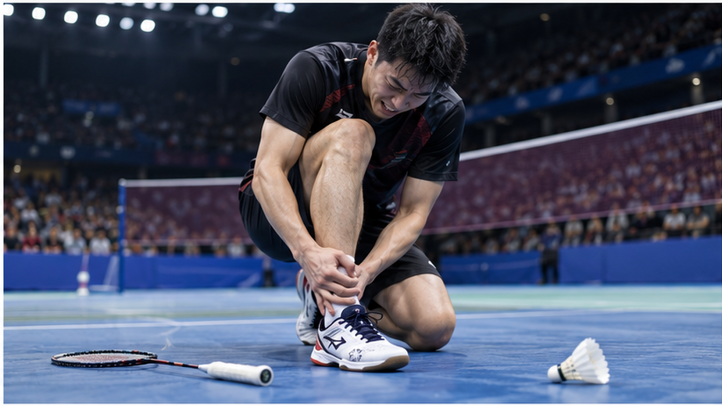 AI ilustracija: povređeni badmintonac prekida nastup na terenu