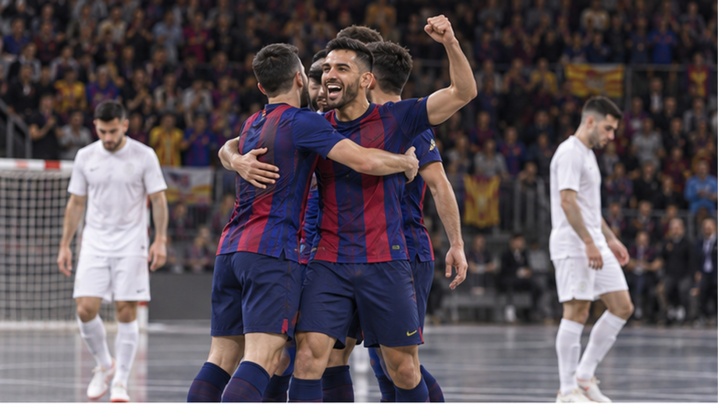 AI ilustracija: futsaleri Barselone slave gol protiv O Parula