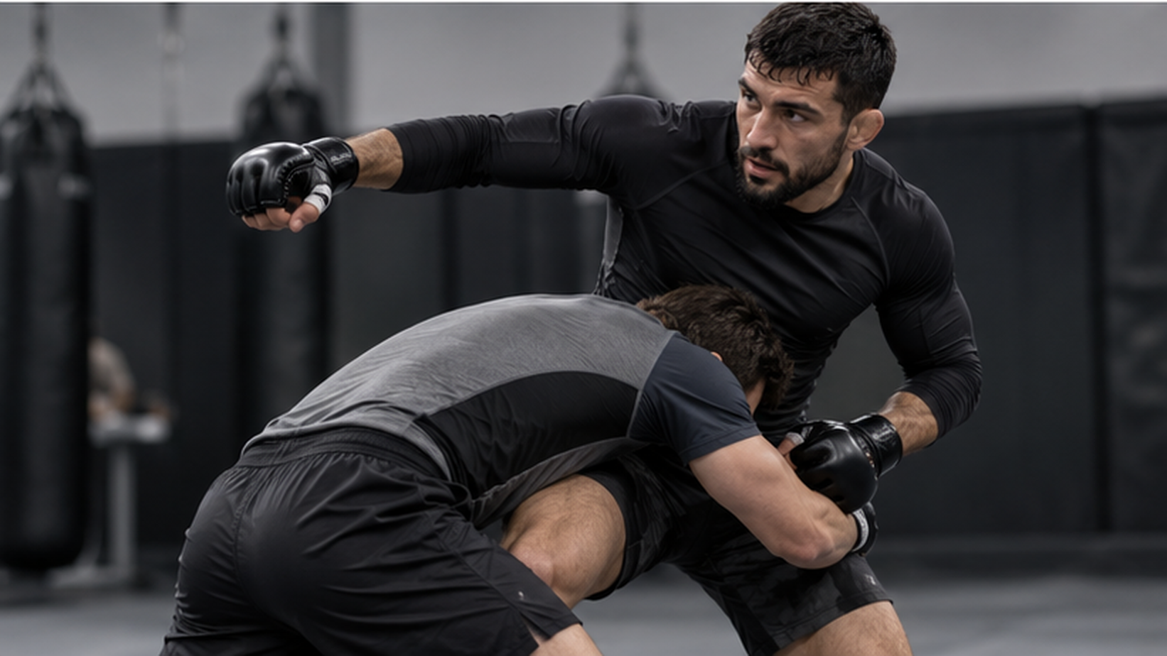 AI ilustracija: MMA borac vežba rvanje tokom priprema